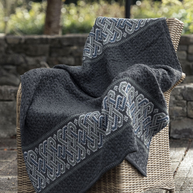 Celtic Knitted Wool Throw Charcoal